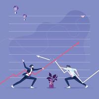 dois empresários mantêm as flechas um contra o outro - conceito de competição de negócios vetor
