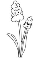 doodle de personagem de flor muscari. mão desenhada contorno ilustração vetorial. vetor