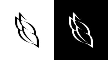 asas logotipo monograma letra b inicial ícone preto e branco ilustração modelos de designs de estilo vetor