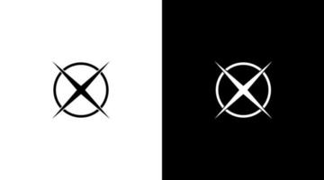 monograma de logotipo de alvo de tiro x letra inicial ícone preto e branco ilustração modelos de designs de estilo vetor