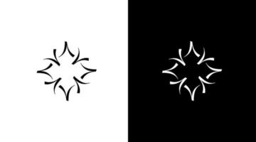 logotipo de flocos de neve monograma exclusivo uma letra inicial ícone preto e branco ilustração modelos de designs de estilo vetor