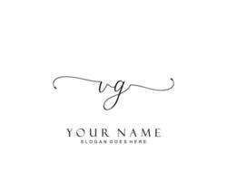 monograma de beleza vg inicial e design de logotipo elegante, logotipo de caligrafia da assinatura inicial, casamento, moda, floral e botânico com modelo criativo. vetor