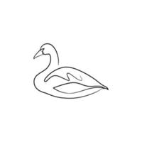 cisne desenho de arte contínua de uma linha vetor