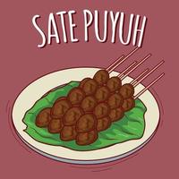 sate puyuh ilustração comida indonésia com estilo cartoon vetor