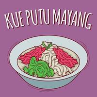 kue putu mayang ilustração comida indonésia com estilo cartoon vetor