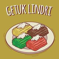 getuk lindri ilustração comida indonésia com estilo cartoon vetor