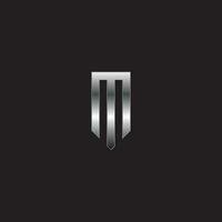 logotipo m, logotipo de metal, logotipo de prata, monograma, vetor