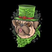 st. Vetor de ilustrações de cachorrinho pug do dia de patrick