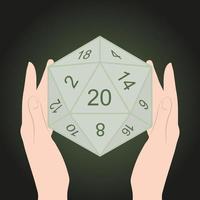d20 dados icosaedro. Jogo de role-playing com número de dado de 20 lados. rpg vetor