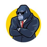 design de mascote de personagem de desenho animado gorila vetor