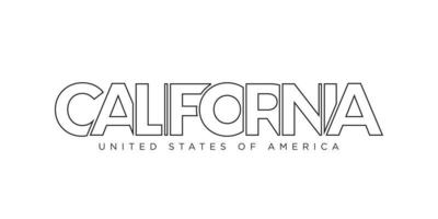 Califórnia, design de slogan de tipografia dos EUA. logotipo da américa com letras gráficas da cidade para impressão e web. vetor
