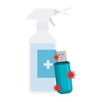 frasco de spray de prevenção covid 19 com dispositivo usb vetor