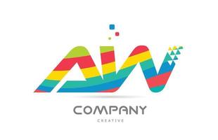 design de ícone de logotipo de letra de alfabeto colorido de combinação aw. design de modelo criativo colorido para empresa ou negócio vetor