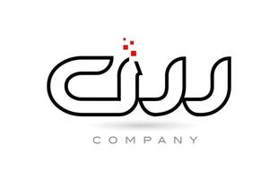 cw conectado design de combinação de ícone de logotipo de letra do alfabeto com pontos e cor vermelha. modelo criativo para empresa e negócios vetor