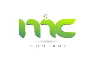 juntou-se ao design de combinação do ícone do logotipo da letra do alfabeto mc com pontos e cor verde. modelo criativo para empresa e negócios vetor