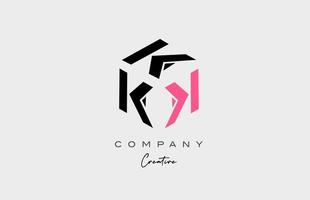 design de ícone do logotipo da letra do alfabeto de três letras rosa k. modelo criativo para negócios e empresa vetor