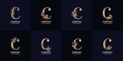 logotipo da letra c da coleção com design de ornamento de luxo vetor