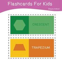 conjunto vetorial de flashcards de formas. edição de flashcards de formas. formas para a educação pré-escolar. flashcards de matemática imprimíveis educacionais. vetor