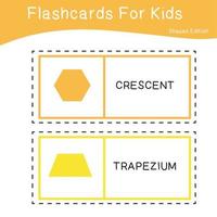 conjunto vetorial de flashcards de formas. edição de flashcards de formas. formas para a educação pré-escolar. flashcards de matemática imprimíveis educacionais. vetor