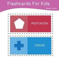 conjunto vetorial de flashcards de formas. edição de flashcards de formas. formas para a educação pré-escolar. flashcards de matemática imprimíveis educacionais. vetor