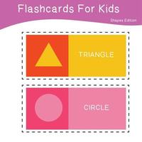 conjunto vetorial de flashcards de formas. edição de flashcards de formas. formas para a educação pré-escolar. flashcards de matemática imprimíveis educacionais. vetor