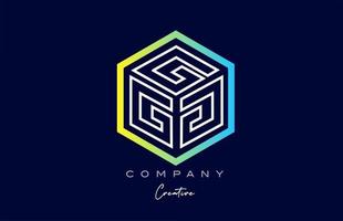linha g design de ícone de logotipo de letra de cubo de três letras com design de polígono. modelo criativo para empresa vetor