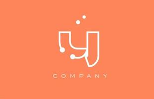 y design de ícone de logotipo de letra de alfabeto de linha de ponto branco laranja. modelo criativo para negócios e empresa vetor