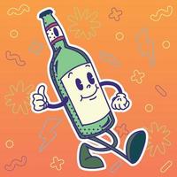 vetor de personagem de desenho animado tradicional de garrafa de cerveja feliz colorida isolada