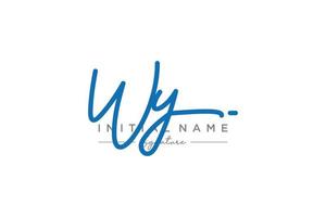 vetor inicial de modelo de logotipo de assinatura wy. ilustração vetorial de letras de caligrafia desenhada à mão.