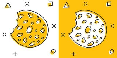 ícone de cookie de desenho vetorial em estilo cômico. pictograma de ilustração de sinal de biscoito chip. conceito de efeito de respingo de negócios de biscoito de pastelaria. vetor