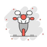 ícone de moto em estilo cômico. ilustração em vetor scooter dos desenhos animados no fundo branco isolado. conceito de negócio de efeito de respingo de veículo ciclomotor.