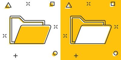 ícone de documento de pasta de desenho vetorial em estilo cômico. pictograma de ilustração de sinal de arquivo de dados de arquivo. conceito de efeito de respingo de negócios de documento. vetor