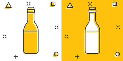 vinho de desenho vetorial, ícone de garrafa de cerveja em estilo cômico. pictograma de ilustração do conceito de garrafa de álcool. cerveja, vodka, conceito de efeito de respingo de negócios de vinho. vetor