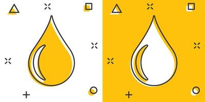 ícone de gota de água em estilo cômico. pictograma de ilustração de desenho vetorial de gota de chuva. efeito de respingo de conceito de negócio de bolha de água de gota. vetor