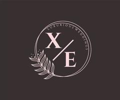 xe letras iniciais modelo de logotipos de monograma de casamento, modelos modernos minimalistas e florais desenhados à mão para cartões de convite, salve a data, identidade elegante. vetor