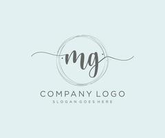 logo feminino inicial mg. utilizável para logotipos de natureza, salão, spa, cosméticos e beleza. elemento de modelo de design de logotipo de vetor plana.