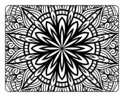 página para colorir para adulto, página de livro para colorir com arte de padrão de mandala floral, página para colorir de mandala adulta para relaxamento vetor