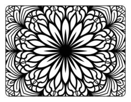 página para colorir para adulto, página de livro para colorir com arte de padrão de mandala floral, página para colorir de mandala adulta para relaxamento vetor