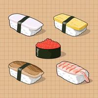 arte vetorial da culinária japonesa, comida saborosa japonesa vetor