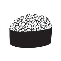 Sushi nigiri desenhado à mão vetorial com desenho de caviar vetor