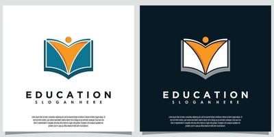 modelo de logotipo de educação com livro e caneta vetor