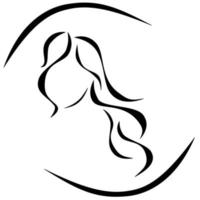 mulher com logotipo de cabelo comprido encaracolado vetor