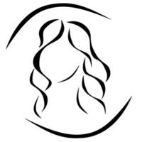 mulher com logotipo de cabelo comprido encaracolado vetor