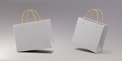 3d simples dois sacos de papel branco no chão. ilustração vetorial. vetor