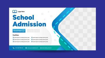 design de modelo de admissão escolar. conceito de banner de cartaz da web de educação para marketing e publicidade. fundo criativo com vetor abstrato.