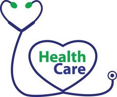 ícone de saúde em fundo branco. logotipo do estetoscópio de cuidados de saúde. sinal de saúde. estilo plano. vetor