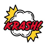 nuvem de expressão com palavra krash, estilo plano pop art vetor