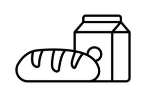 ilustração do ícone de café da manhã. ícone de leite, pão. estilo de ícone de linha. design vetorial simples editável vetor