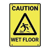 cuidado sinal de aviso de piso molhado vetor
