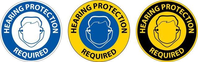 etiqueta sinal de chão, proteção auditiva necessária vetor
